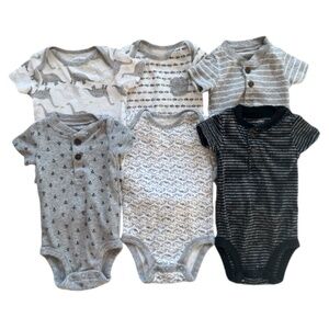 Baby boy Carters Gray & Black Short Sleeve Bodysuit Bundle – 0–3 Months NEW